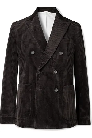 OLIVER SPENCER Double-Breasted Cotton-Blend Corduroy Suit Jacket