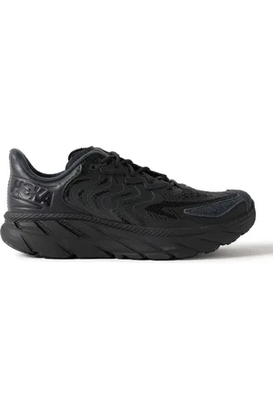 Hoka One One Clifton LS Rubber-Trimmed Mesh, Leather and Suede Running Sneakers