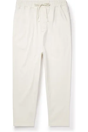 NILI LOTAN Walker Tapered Cropped Brushed Cotton-Blend Twill Drawstring Trousers