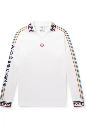 Casablanca Jacquard-Trimmed Logo-Appliquéd Printed Jersey Polo Shirt