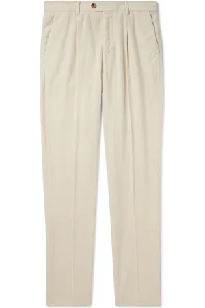 Brunello Cucinelli Straight-Leg Pleated Cotton-Corduroy Trousers