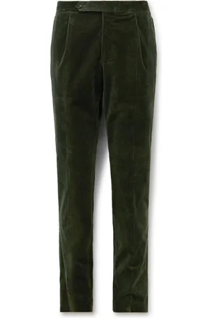 DE PETRILLO Slim-Fit Pleated Stretch-Cotton Corduroy Suit Trousers