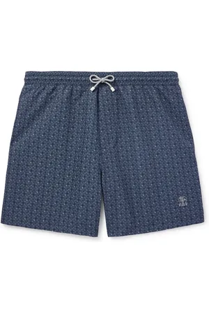 Brunello Cucinelli Straight-Leg Mid-Length Printed Swim Shorts
