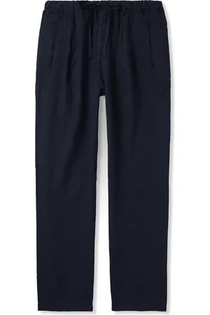 MASSIMO ALBA Straight-Leg Pleated Linen Drawstring Trousers