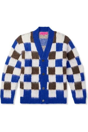 THE ELDER STATESMAN Thistle Checked Suri Alpaca-Blend Cardigan