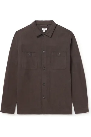 Sunspel Herringbone Cotton-Flannel Overshirt