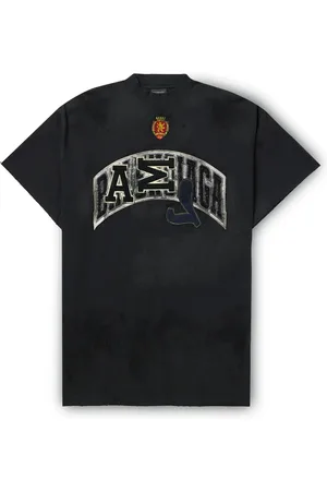 Balenciaga Oversized Distressed Logo-Appliquéd Cotton-Jersey T-Shirt