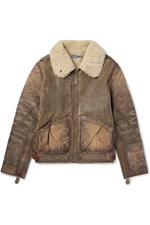 Ralph Lauren Distressed Shearling Bomber Jacket