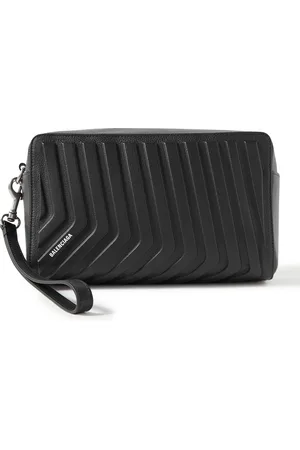 Balenciaga Car Logo-Print Embossed Full-Grain Leather Wash Bag