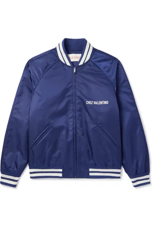 VALENTINO GARAVANI Striped Logo-Print Padded Shell Bomber Jacket