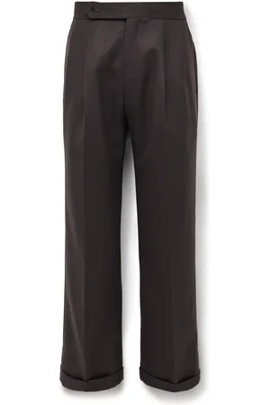 Kaptain Sunshine Wide-Leg Cropped Pleated Wool-Twill Suit Trousers