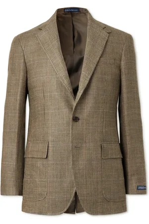 Ralph Lauren Checked Linen and Silk-Blend Tweed Blazer