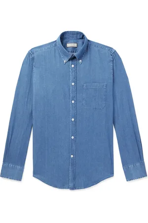 CANALI Button-Down Collar Cotton-Chambray Shirt