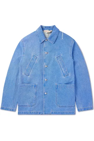 Marni Logo-Embroidered Bleached Denim Jacket