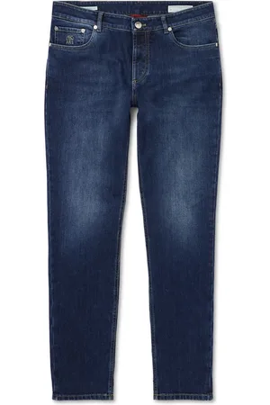 Brunello Cucinelli Slim-Fit Straight-Leg Logo-Embroidered Jeans