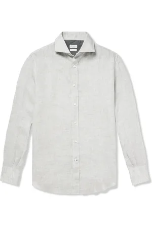 Brunello Cucinelli Spread-Collar Linen Shirt