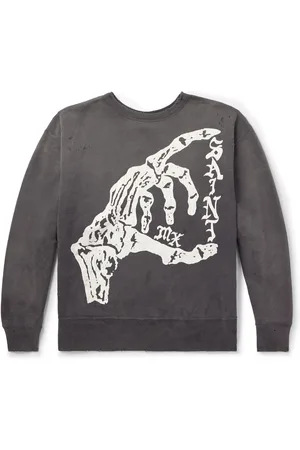 SAINT MXXXXXX Distressed Printed Cotton-Jersey Sweatshirt