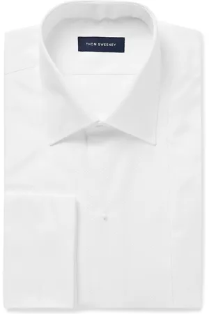 Thom Sweeney Marcella Bib-Front Cotton and Lyocell-Blend Poplin and Piqué Tuxedo Shirt
