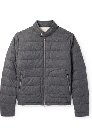 Moncler Acorus Slim-Fit Logo-Appliquéd Quilted Flannel Down Jacket