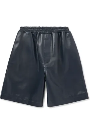 Loewe Wide-Leg Logo-Embossed Leather Shorts