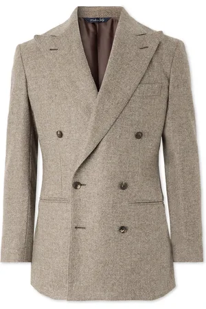 Saman Amel Slim-Fit Double-Breasted Wool-Hopsack Blazer