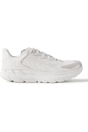 Hoka One One Clifton LS Rubber-Trimmed Mesh, Leather and Suede Running Sneakers