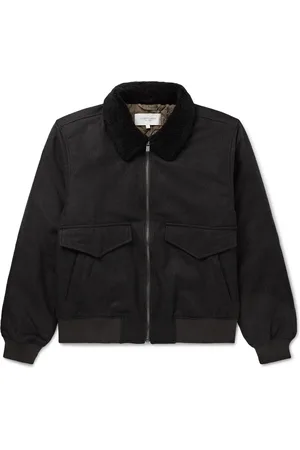RICHARD JAMES Shearling-Trimmed Puppytooth Virgin Wool-Flannel Blouson Jacket