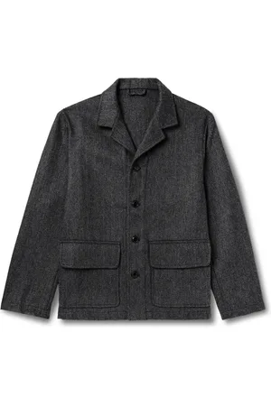 MILES LEON Traveler Herringbone Wool and Cashmere-Blend Shirt Jacket