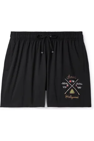 AMIRI Pool Cue Straight-Leg Mid-Length Logo-Print Swim Shorts
