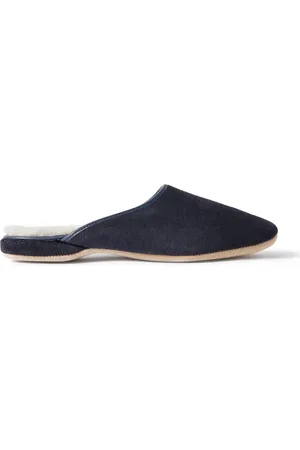 DEREK ROSE Douglas Shearling-Lined Suede Slippers
