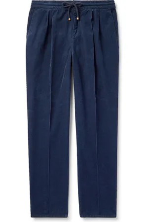 Brunello Cucinelli Straight-Leg Pleated Cotton-Corduroy Drawstring Trousers