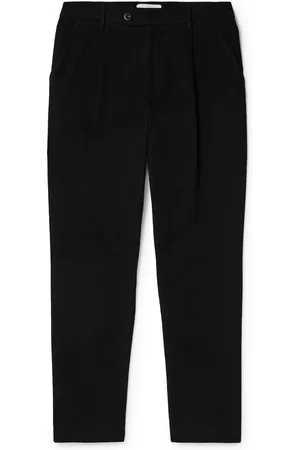 Mr P. Daniel Tapered Pleated Organic Cotton-Blend Moleskin Trousers
