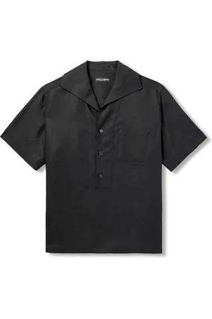 Dolce & Gabbana Camp-Collar Linen Half-Placket Shirt