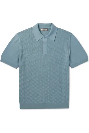 CANALI Textured-Knit Cotton and Modal-Blend Polo Shirt