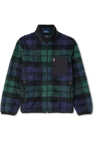 Ralph Lauren Shell-Trimmed Checked Fleece Jacket