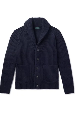 Incotex Zanone Shawl-Collar Ribbed Wool Cardigan