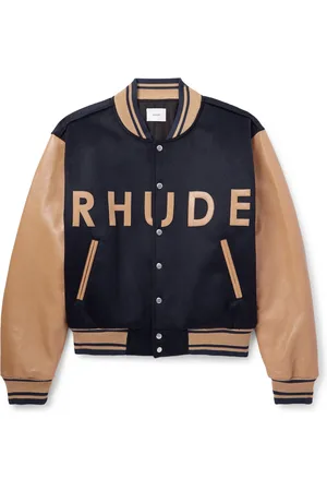 Rhude Logo-Appliquéd Wool-Felt and Leather Varsity Jacket