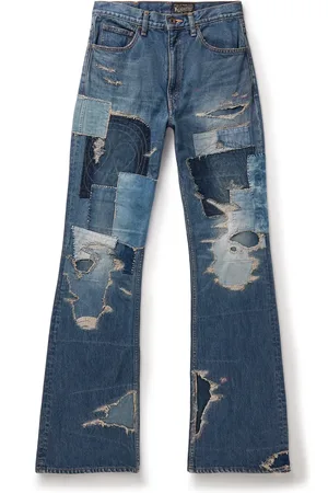 KAPITAL Crazy Dixie Flared Distressed Patchwork Jeans