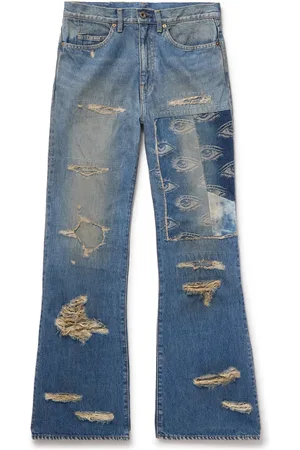 KAPITAL Flared Distressed Patchwork Jeans