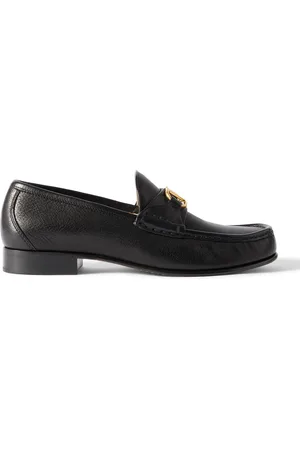 VALENTINO GARAVANI Logo-Embellished Full-Grain Leather Loafers
