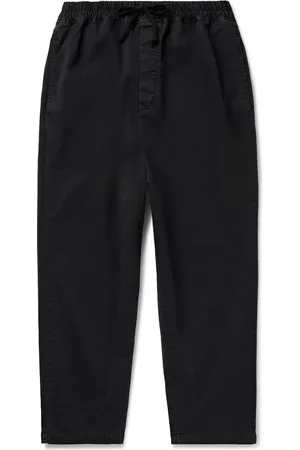 NILI LOTAN Walker Tapered Cropped Brushed Cotton-Blend Twill Drawstring Trousers