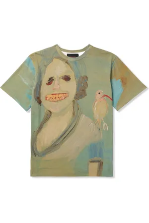 Simone Rocha Lady With A Bird Printed Cotton-Jersey T-Shirt