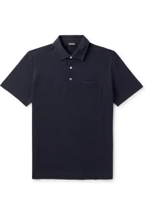 Ermenegildo Zegna Slim-Fit Leather-Trimmed Cotton-Piqué Polo Shirt