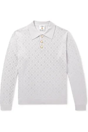 Casablanca Crystal-Embellished Wool Polo Shirt