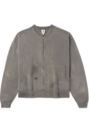 SAINT MXXXXXX Distressed Cotton-Jersey Bomber Jacket