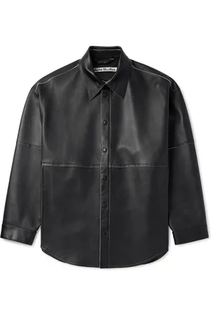 Acne Studios Laraw Oversized Leather Shirt Jacket