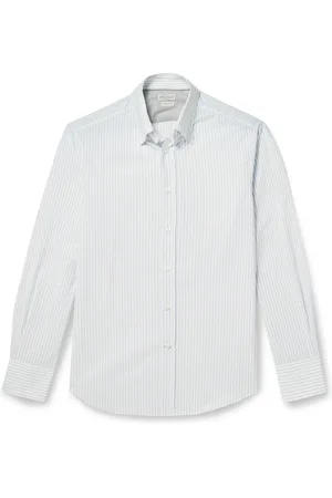 Brunello Cucinelli Button-Down Collar Striped Cotton Shirt