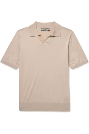 CANALI Suede-Trimmed Cotton and Modal-Blend Polo Shirt