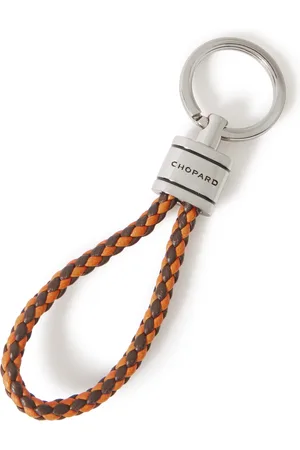 Chopard Braided Leather and Silver-Tone Keyring