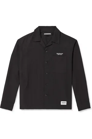 NEIGHBORHOOD Camp-Collar Logo-Embroidered Lyocell and Linen-Blend Overshirt